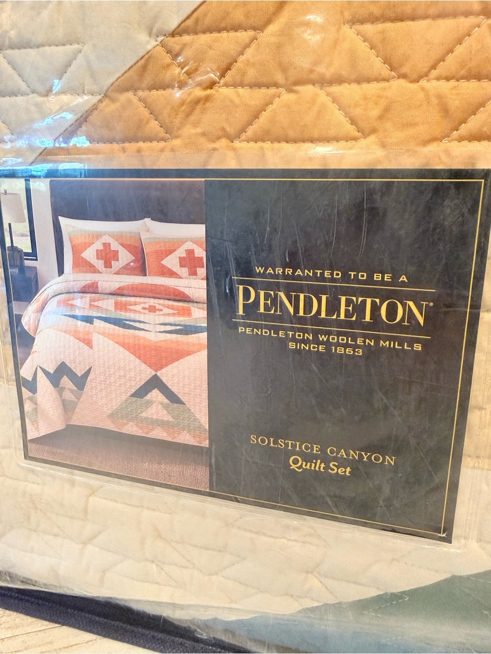Pendleton Solstice Canyon 3pc Quilt & Shams Set 90” X  92” Tan Multi 100% Cotton - Picture 3 of 14